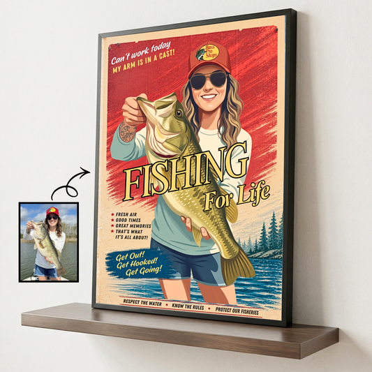 Custom Fishing Photo Retro Art - Personalized Poster