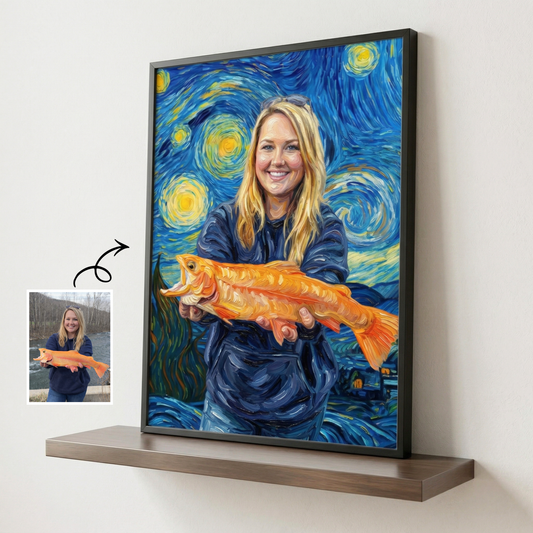 Custom Fishing Photo Starry Night - Personalized Poster
