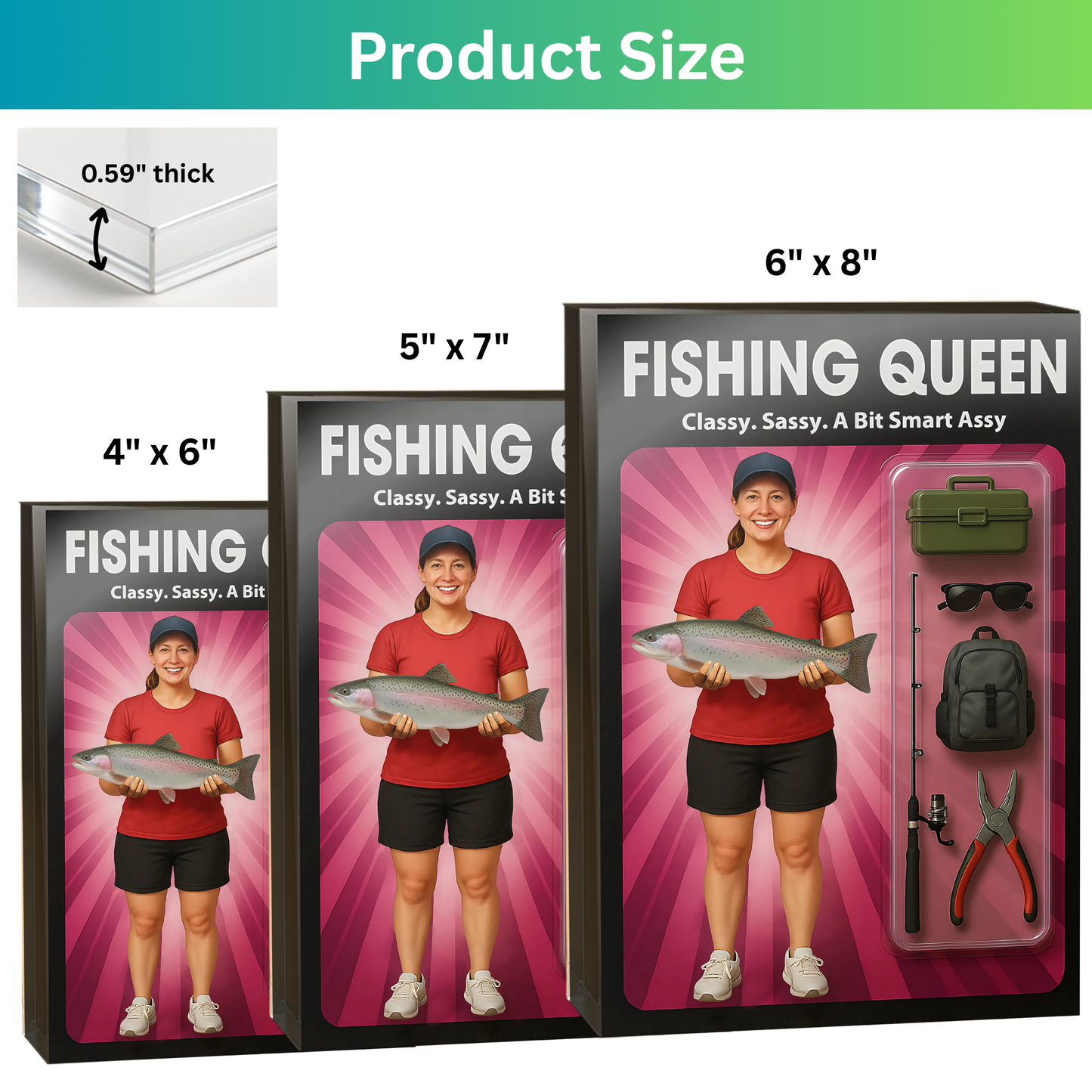 Fishing Queen - Custom Face Acrylic Plaque