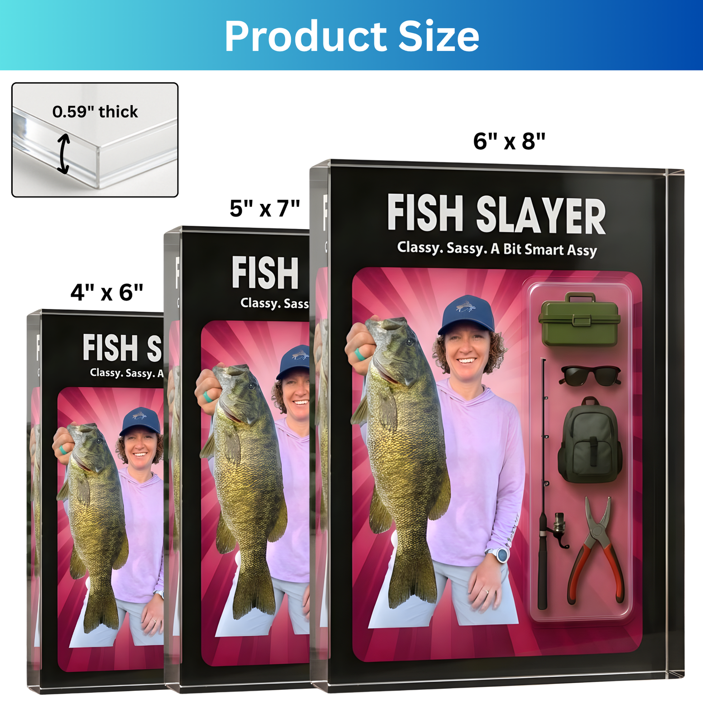Custom Fishing Photo Acrylic Plaque - Personalized Gift For Female Anglers