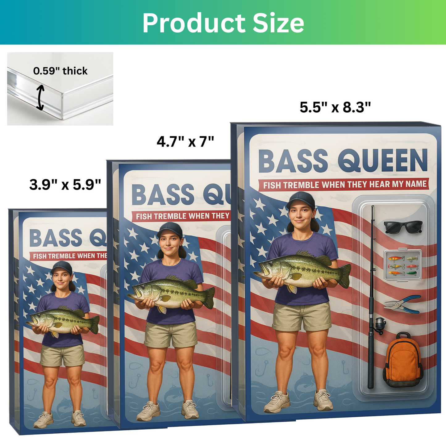 Fishing Queen - Custom Face Acrylic Plaque