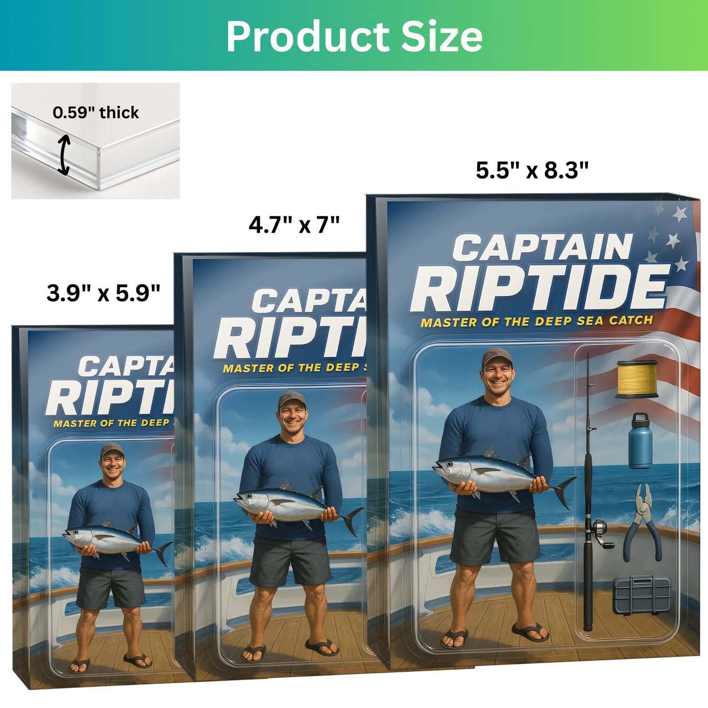 Captain Riptide- Saltwater Fishing - Custom Face Acrylic Plaque