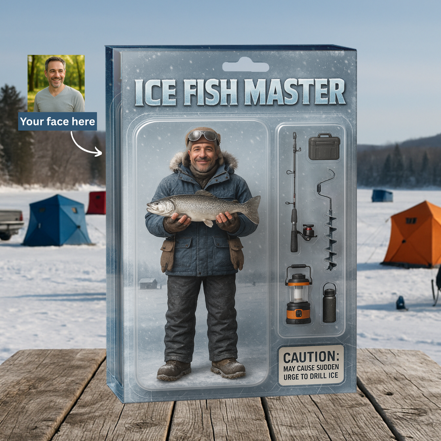 Ice Fish Master Figure Acrylic Block