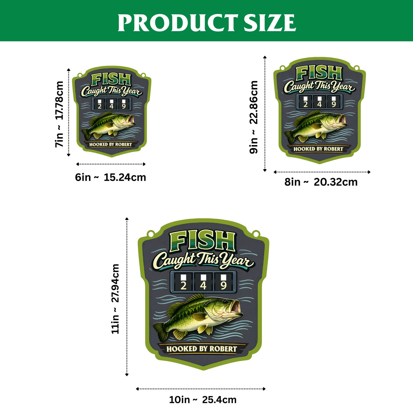 Personalized Fish Tracker – Model 7 (Wall Hanging & Tabletop Display)