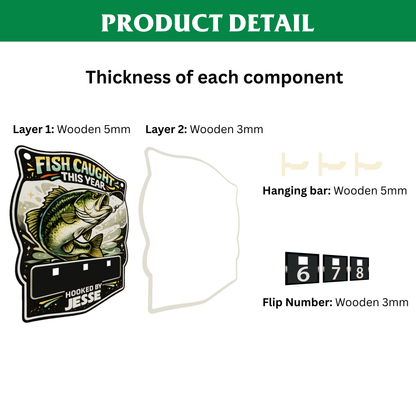 Personalized Fish Tracker – Model 3 (Wall Hanging & Tabletop Display)