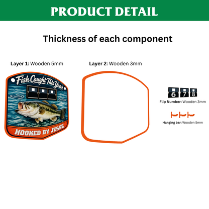 Personalized Fish Tracker – Model 1 (Wall Hanging & Tabletop Display)