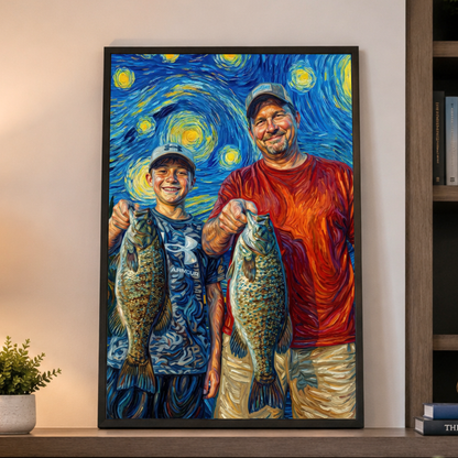 Custom Fishing Photo Starry Night Art - Personalized Poster