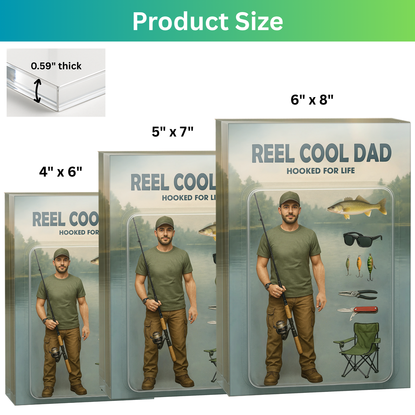 Reel Cool Dad - Custom Face Acrylic Plaque