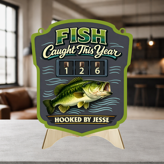 Personalized Fish Tracker – Model 7 (Wall Hanging & Tabletop Display)