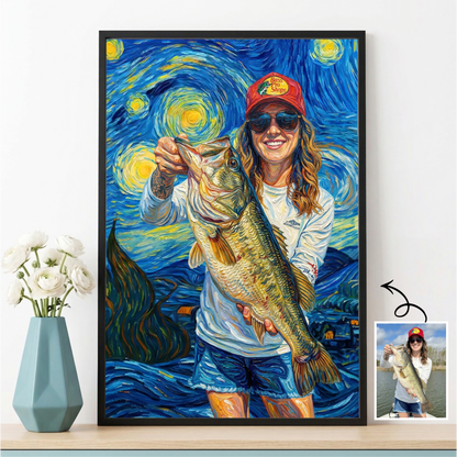 Custom Fishing Photo Starry Night - Personalized Poster