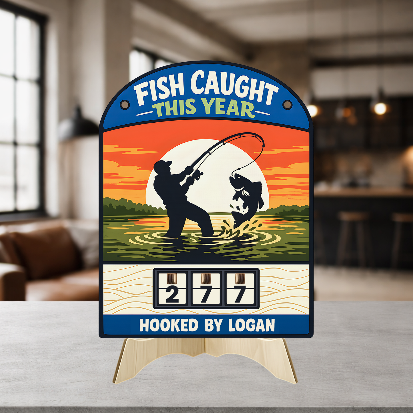 Personalized Fish Tracker – Model 5 (Wall Hanging & Tabletop Display)