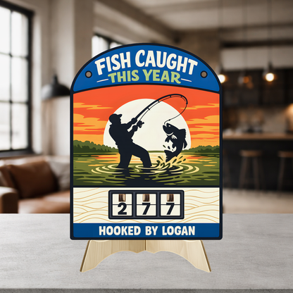 Personalized Fish Tracker – Model 5 (Wall Hanging & Tabletop Display)