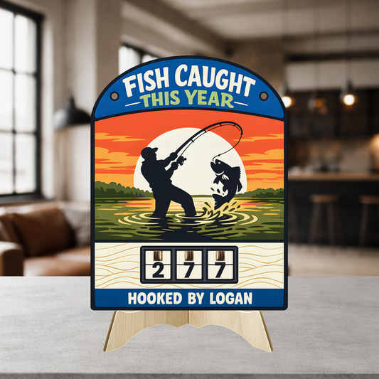 Personalized Fish Tracker – Model 5 (Wall Hanging & Tabletop Display)
