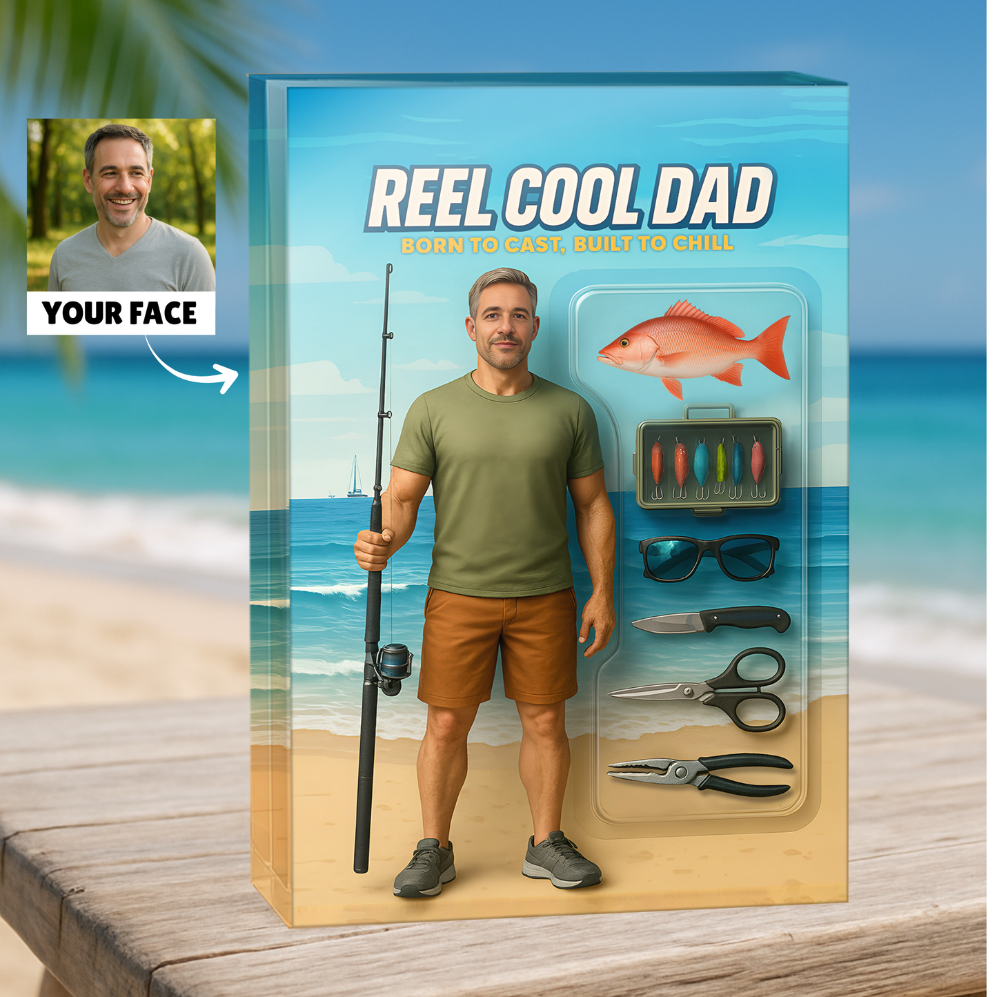 Reel Cool Dad - Saltwater Fishing - Custom Face Acrylic Plaque