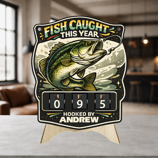 Personalized Fish Tracker – Model 3 (Wall Hanging & Tabletop Display)