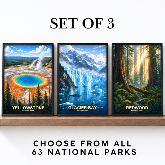 National Park Poster Set - Choose Any 3 Scenic Prints - Nature Lover Wall Decor