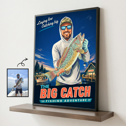 Custom Fishing Photo Retro Art - Personalized Poster