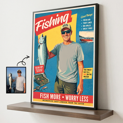 Custom Fishing Photo Retro Art - Personalized Poster