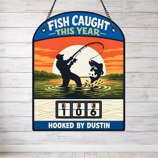 Personalized Fish Tracker – Model 5 (Wall Hanging & Tabletop Display)