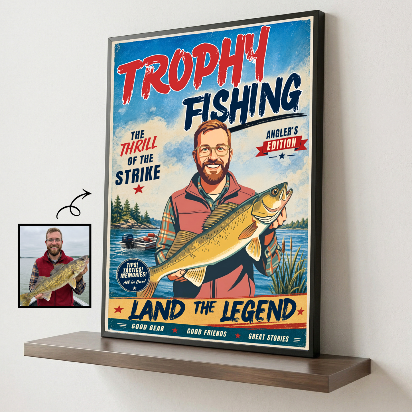 Custom Fishing Photo Retro Art - Personalized Poster