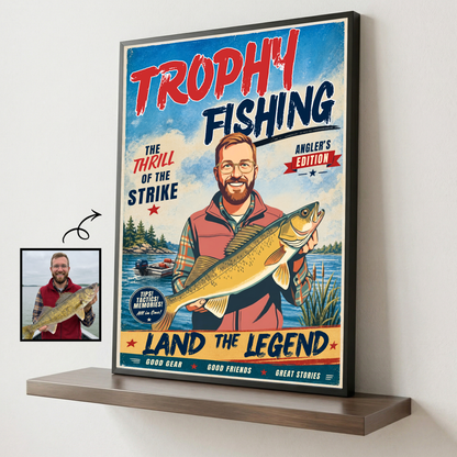 Custom Fishing Photo Retro Art - Personalized Poster
