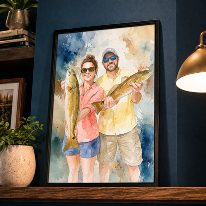 Watercolor Art Personalized Fishing Poster