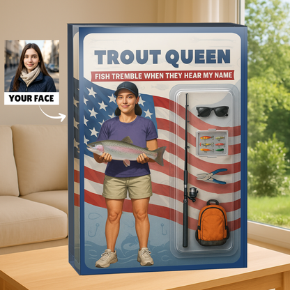 Fishing Queen - Custom Face Acrylic Plaque