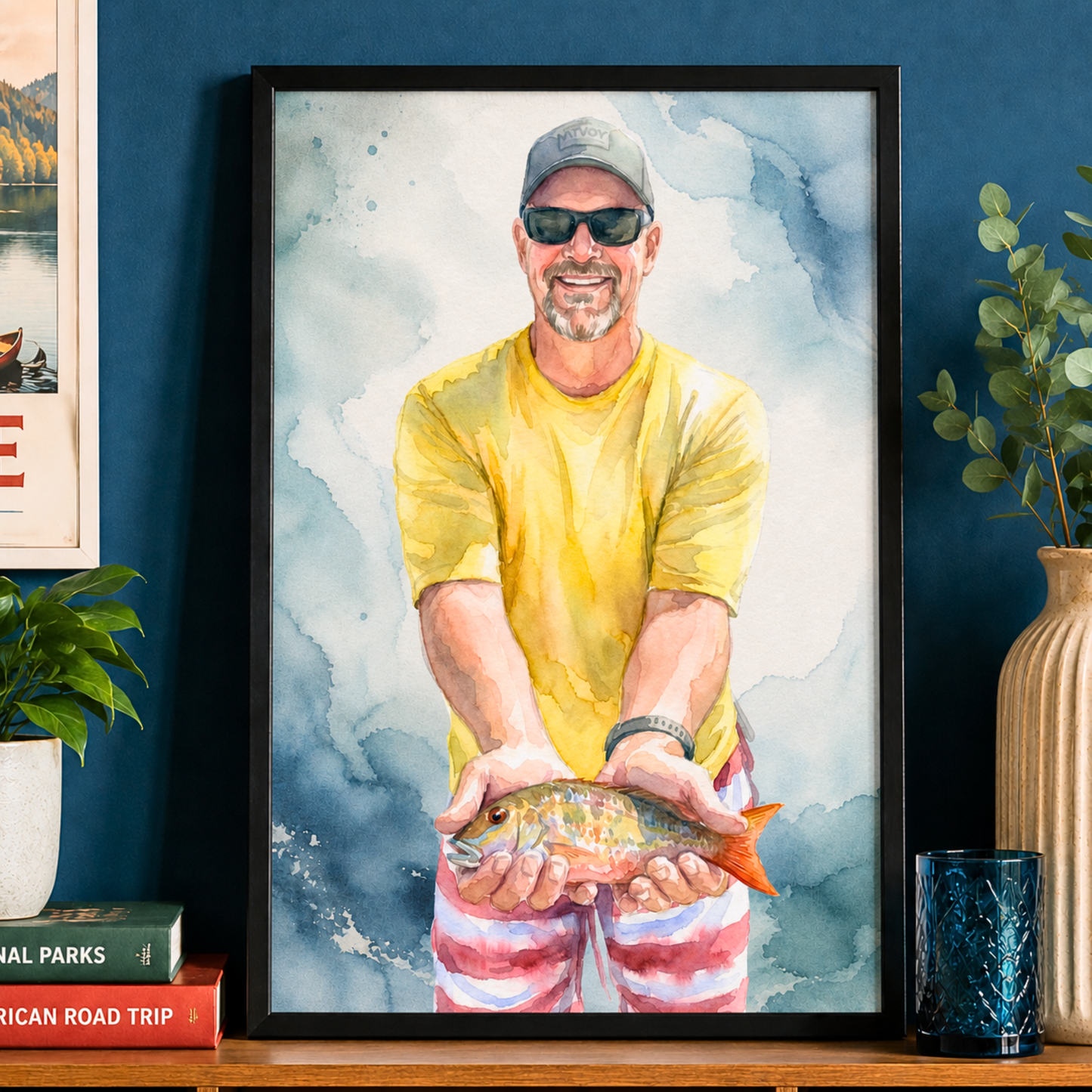 Watercolor Art Personalized Fishing Poster