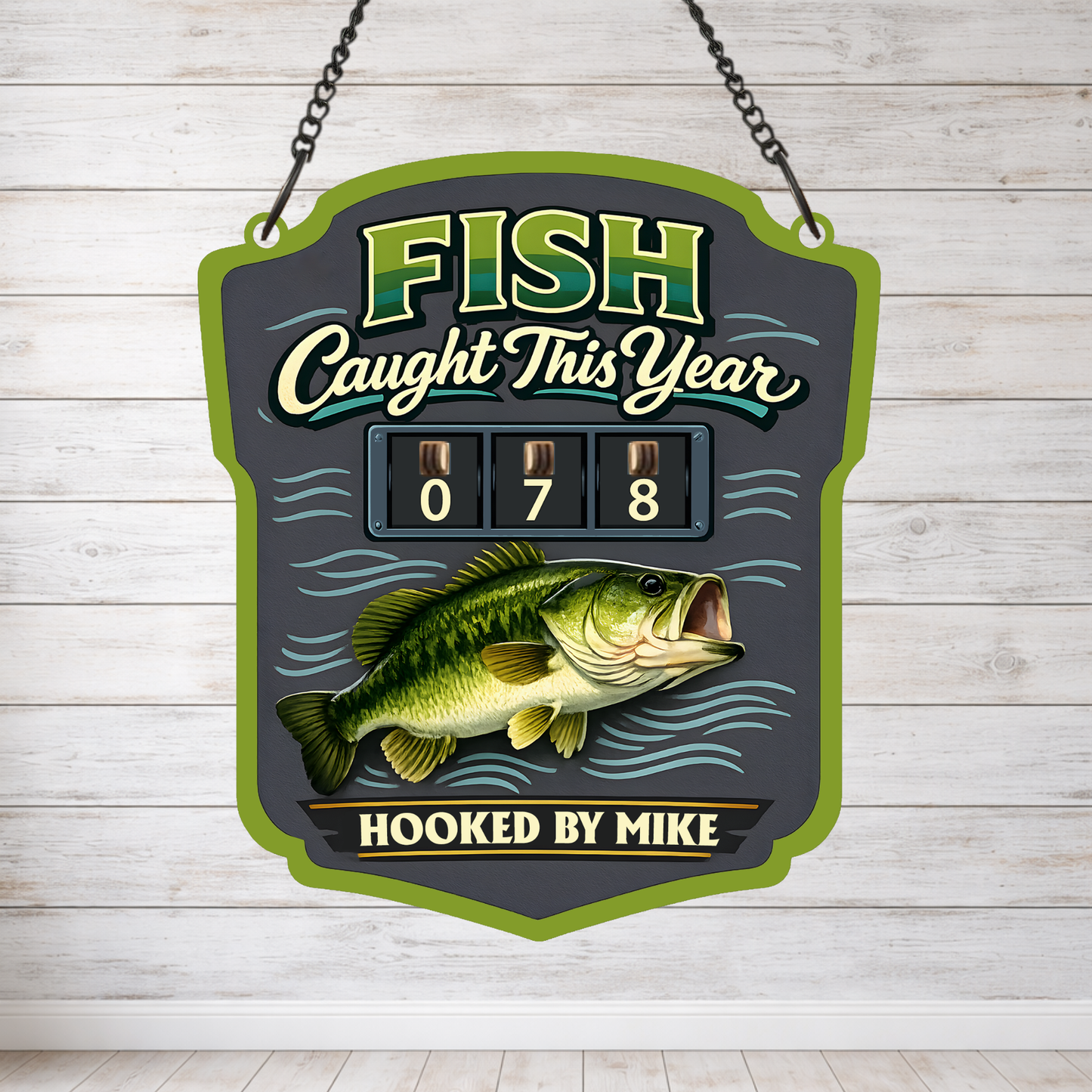 Personalized Fish Tracker – Model 7 (Wall Hanging & Tabletop Display)