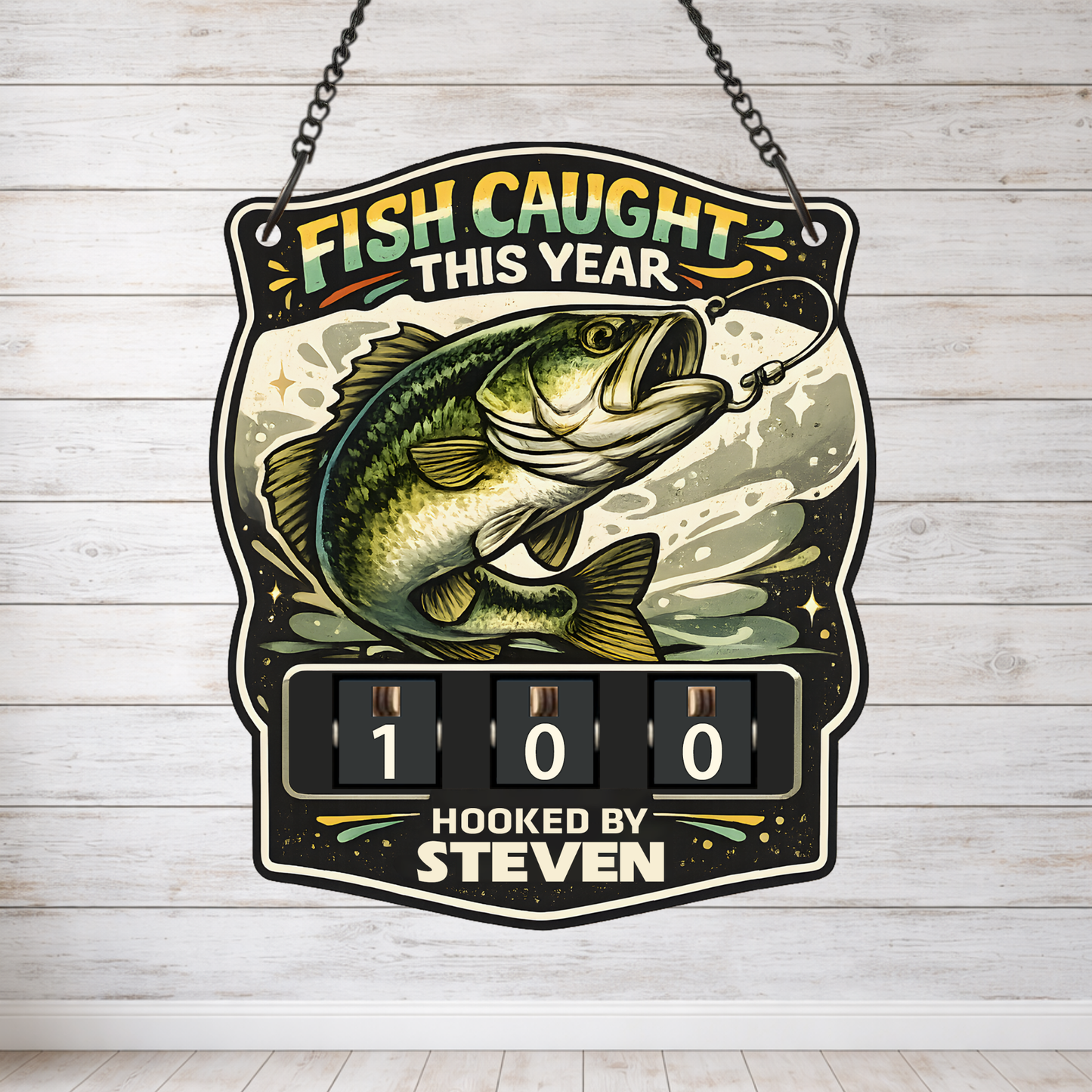 Personalized Fish Tracker – Model 3 (Wall Hanging & Tabletop Display)