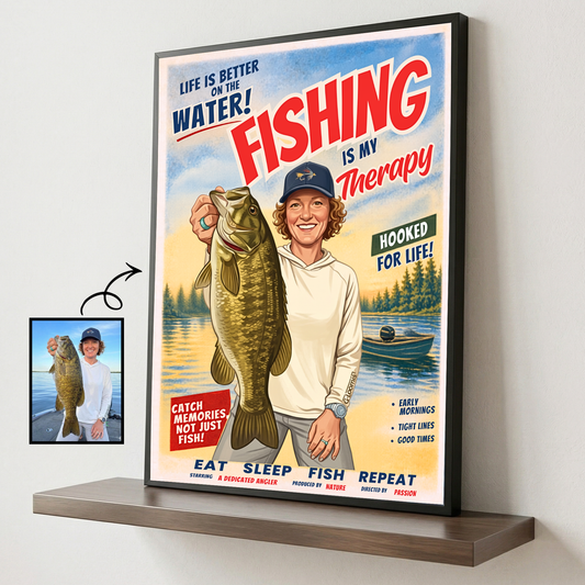 Custom Fishing Photo Retro Art - Personalized Poster