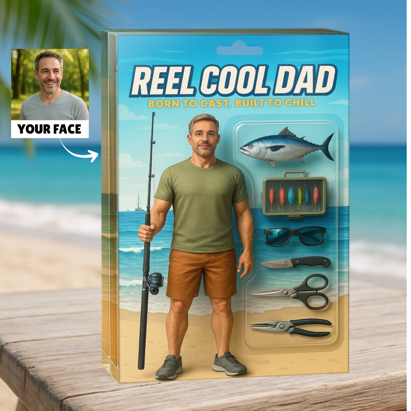 Reel Cool Dad - Saltwater Fishing - Custom Face Acrylic Plaque