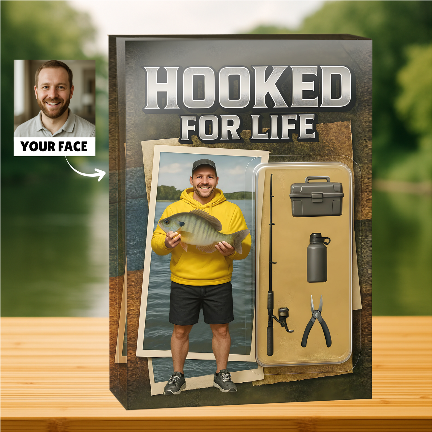 Hooked For Life - Custom Face Acrylic Plaque