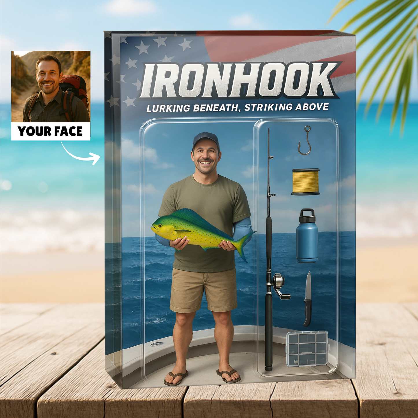 IronHook - Saltwater Fishing - Custom Face Acrylic Plaque