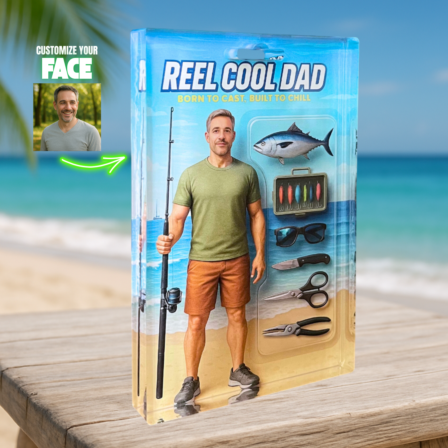 Reel Cool Dad Figure Acrylic Block | Beach Version