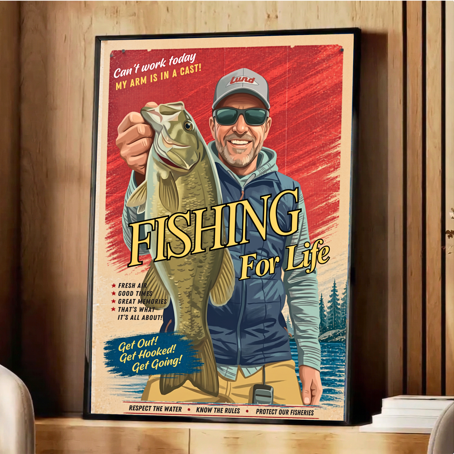 Custom Fishing Photo Retro Art - Personalized Poster