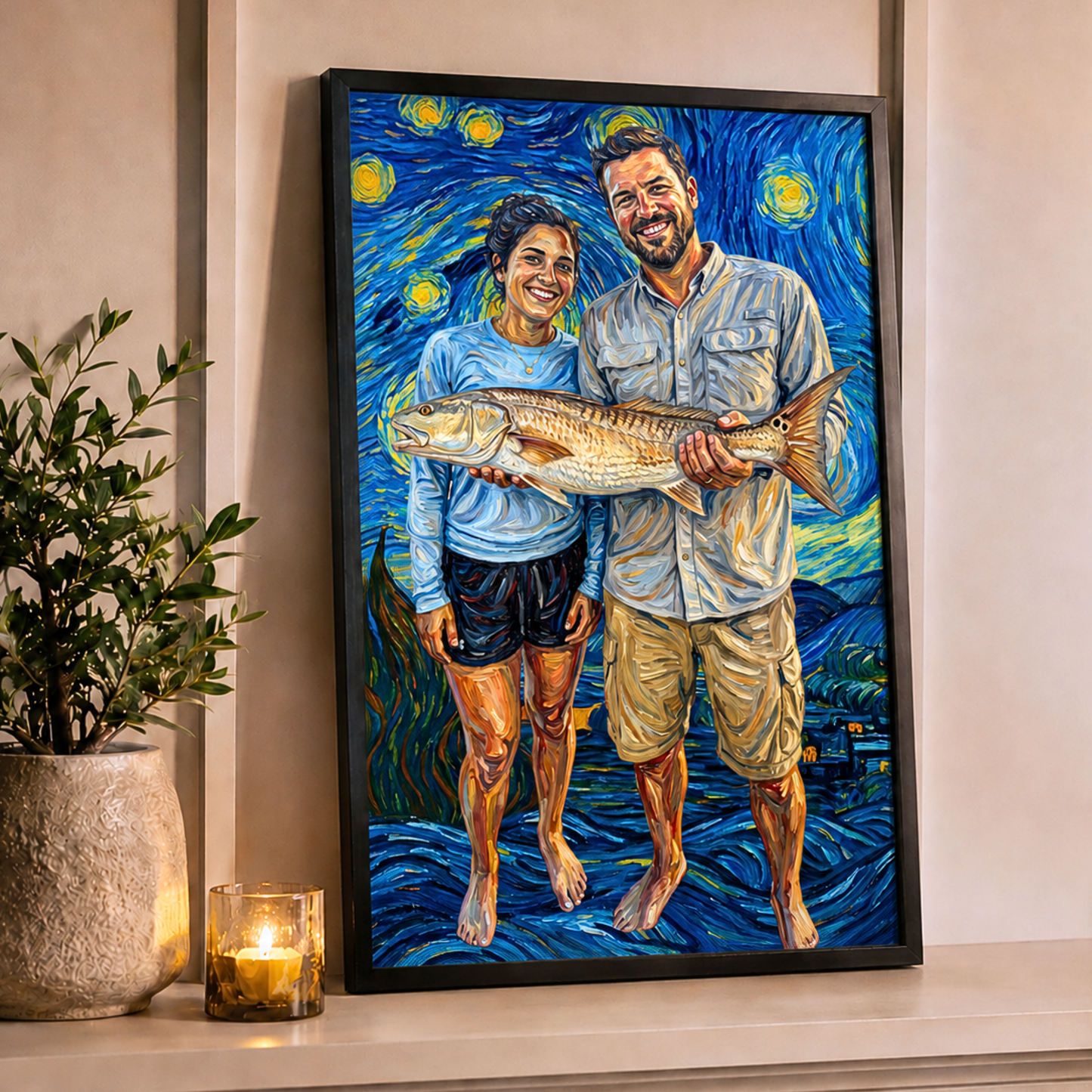 Starry Night Art Personalized Fishing Poster