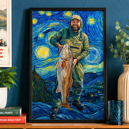 Starry Night Art Personalized Fishing Poster