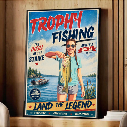 Custom Fishing Photo Retro Art - Personalized Poster