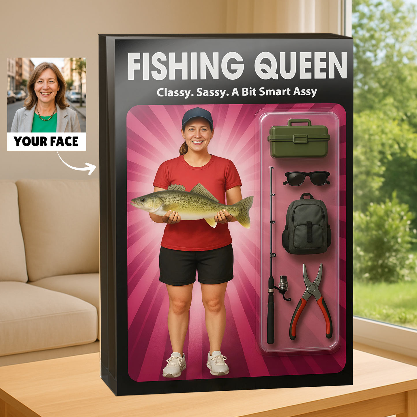 Fishing Queen - Custom Face Acrylic Plaque