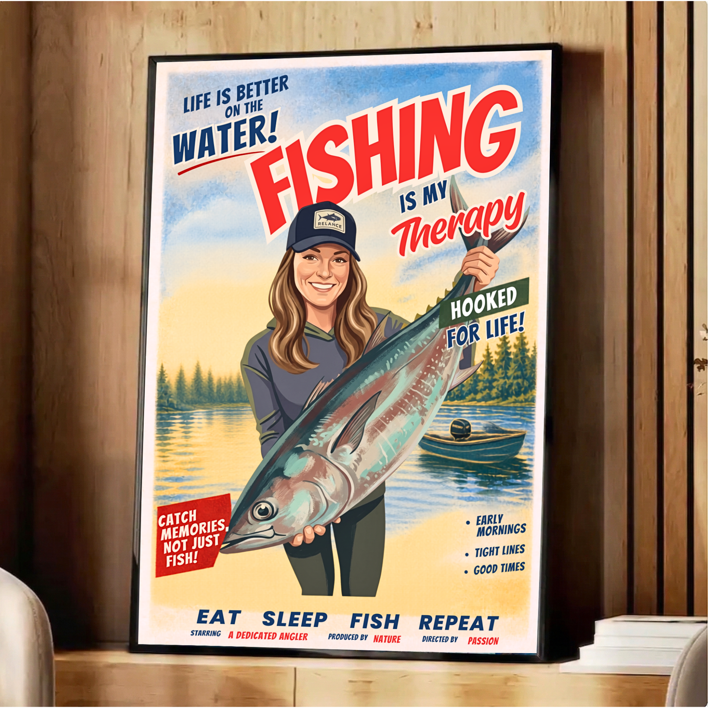 Custom Fishing Photo Retro Art - Personalized Poster