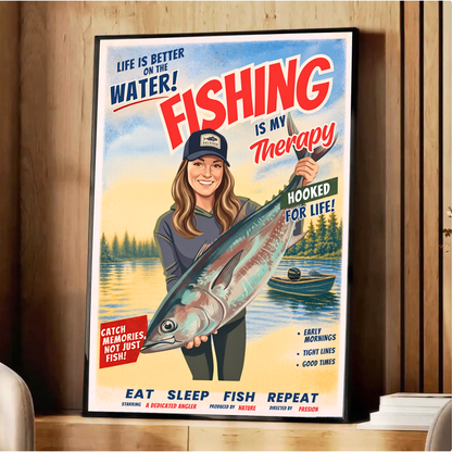 Custom Fishing Photo Retro Art - Personalized Poster