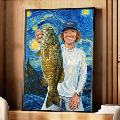 Custom Fishing Photo Starry Night Art - Personalized Poster