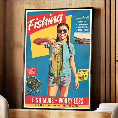 Custom Fishing Photo Retro Art - Personalized Poster