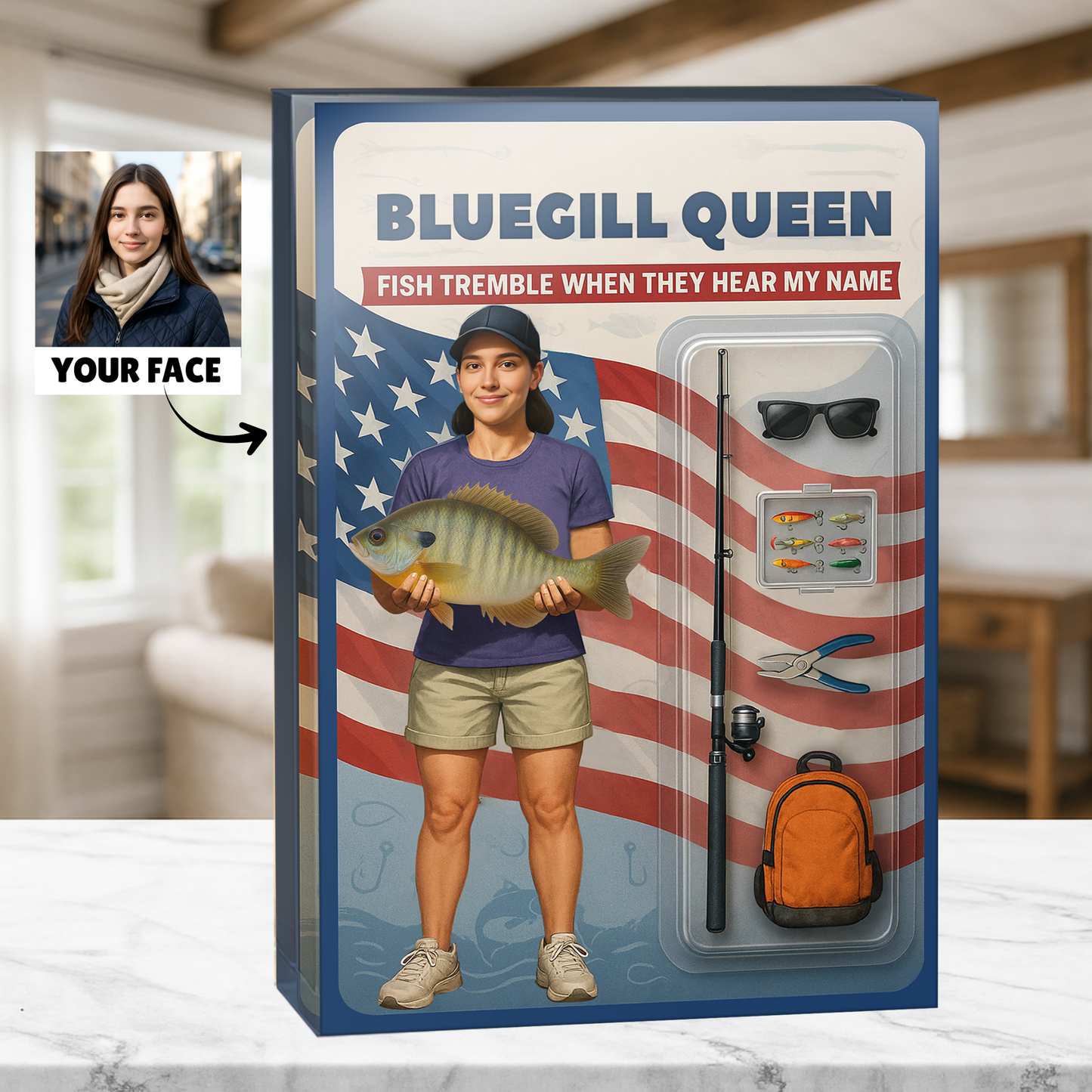 Fishing Queen - Custom Face Acrylic Plaque