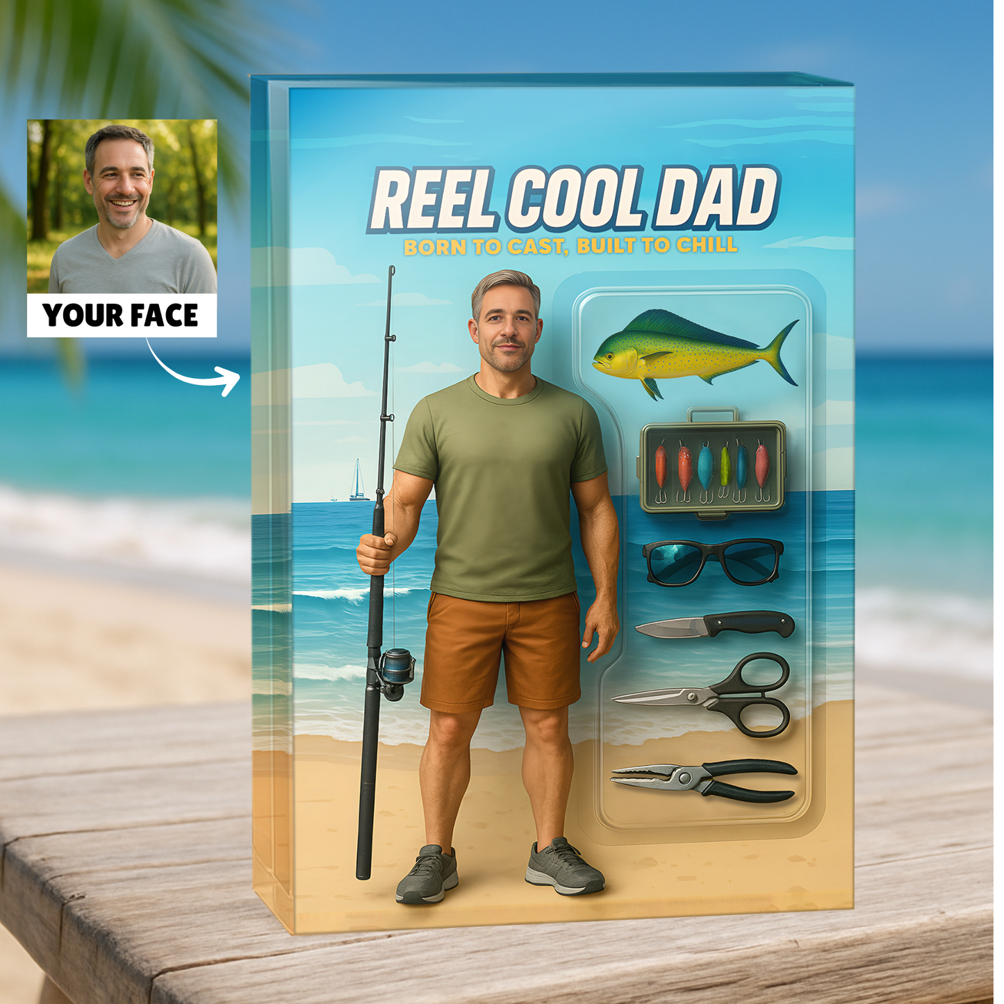 Reel Cool Dad - Saltwater Fishing - Custom Face Acrylic Plaque