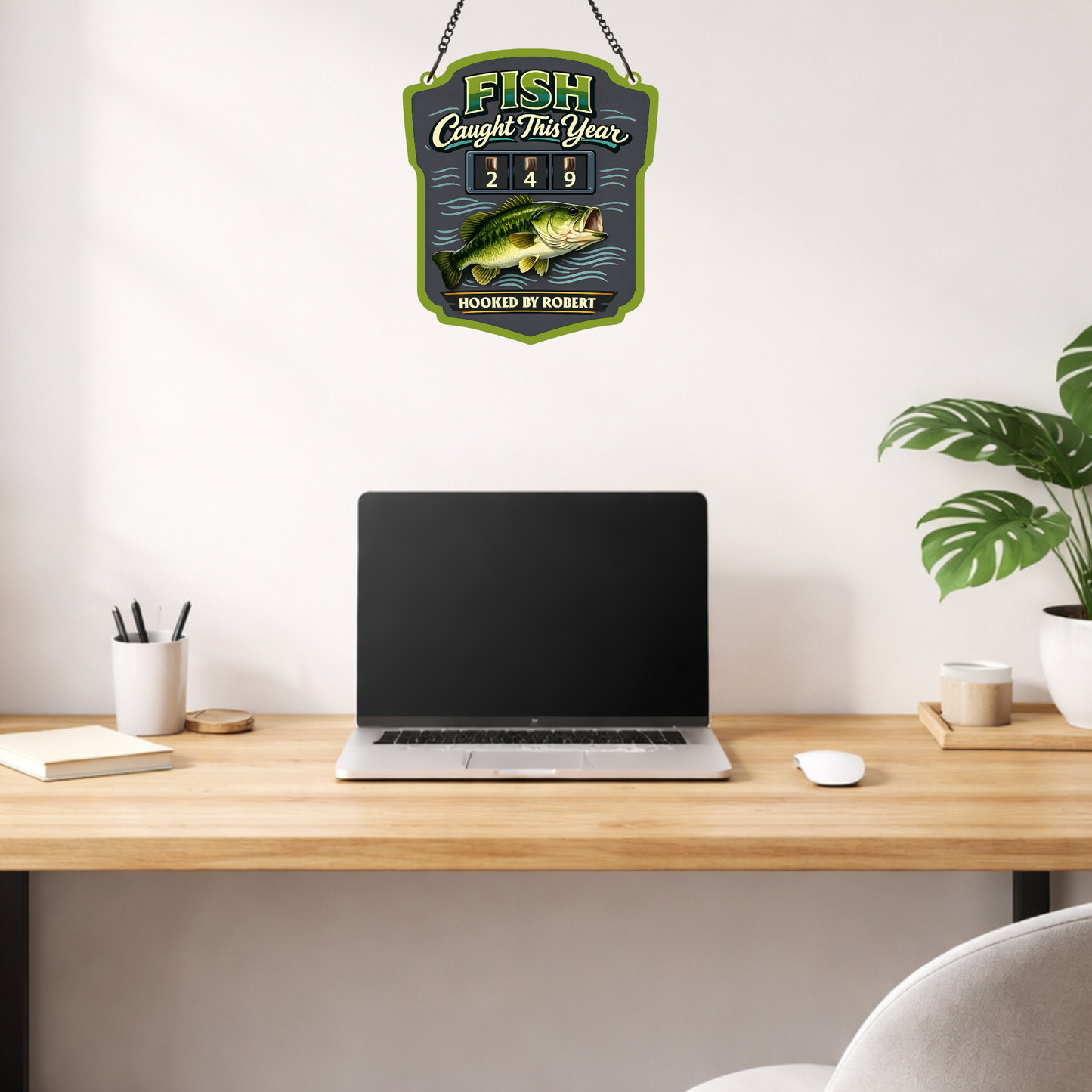 Personalized Fish Tracker – Model 7 (Wall Hanging & Tabletop Display)