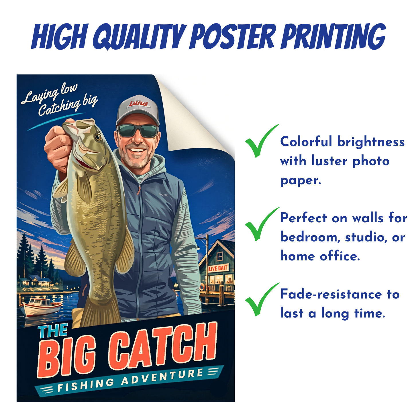 Custom Fishing Photo Retro Art - Personalized Poster