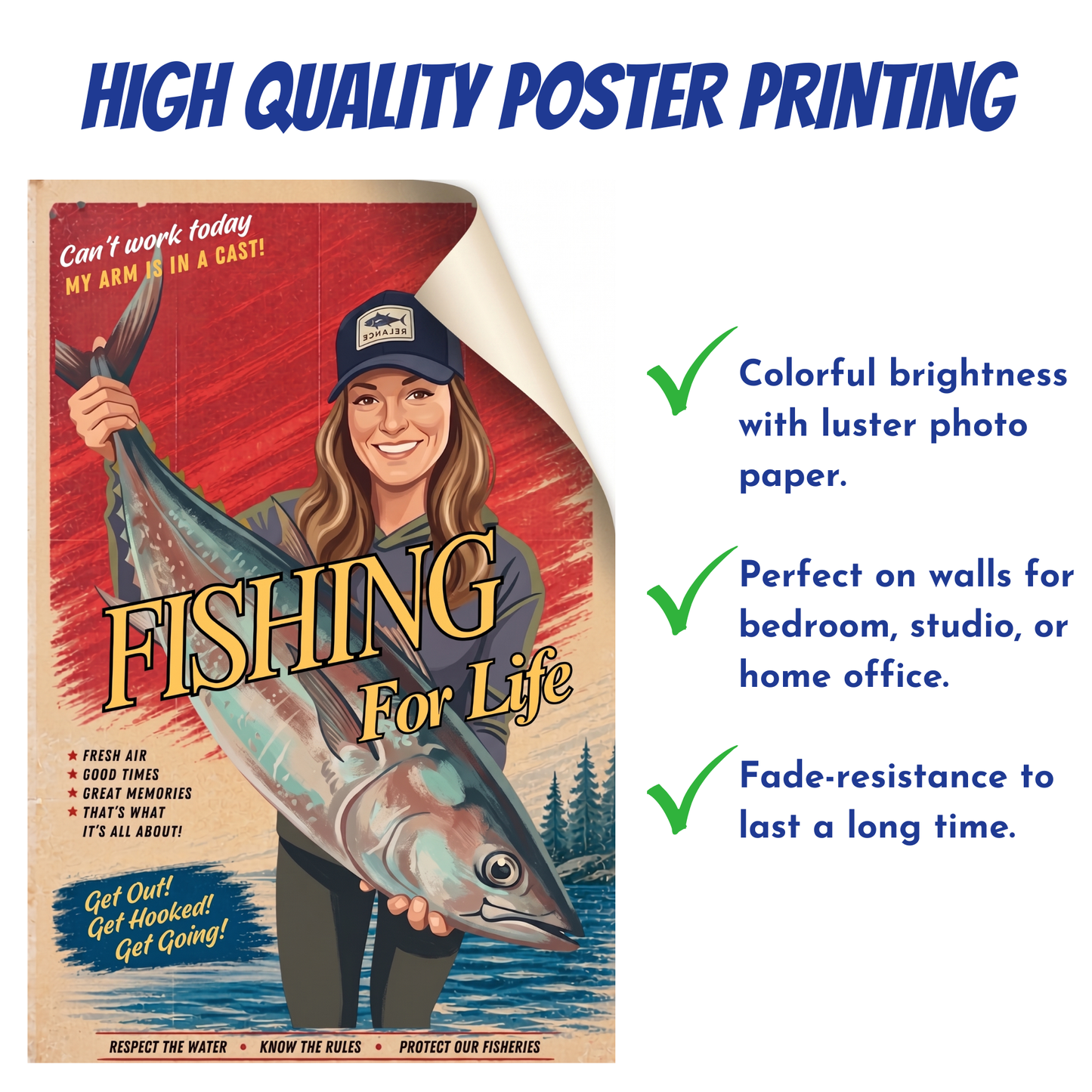 Custom Fishing Photo Retro Art - Personalized Poster
