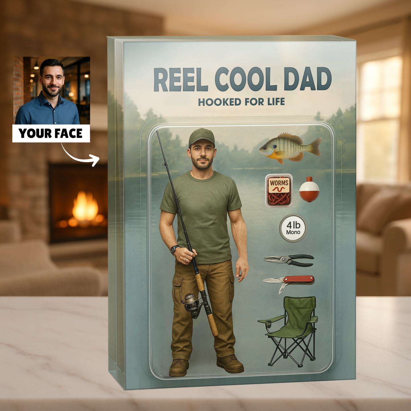 Reel Cool Dad Figure Acrylic Block